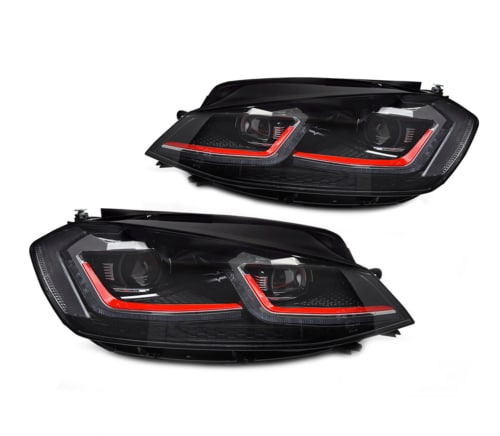 Full LED Koplampen Red Line VW Golf VII 2012-2017 Real DRL Zwart