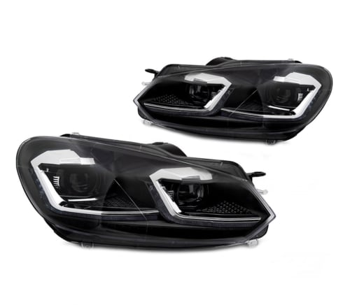 Koplampen Silver Line VW Golf VI Real DRL Zwart