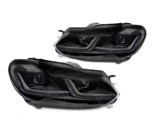 Koplampen Black Line VW Golf VI Real DRL Zwart