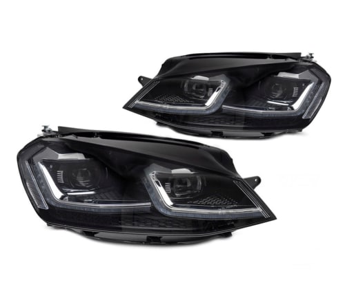 Full LED Koplampen Silver Line VW Golf VII 2012-2017 Real DRL Zwart